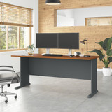 Bush Business Furniture Series A 72W Desk in Natural Cherry and Slate WC57472