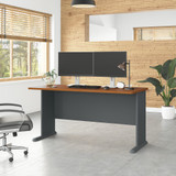 Bush Business Furniture Series A 60W Desk in Natural Cherry and Slate WC57460