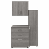 Bush Business Furniture Universal 3 Piece Modular Closet Storage Set with Floor and Wall Cabinets CLS005PG