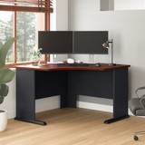 Bush Business Furniture Series A 48W Corner Desk in Hansen Cherry and Galaxy WC90466A