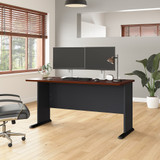 Bush Business Furniture Series A 60W Desk in Hansen Cherry and Galaxy WC90460A