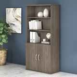 Bush Business Furniture Studio C Tall 5 Shelf Bookcase with Doors in Modern Hickory STC015MH