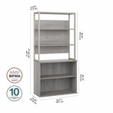 Bush Business Furniture Hybrid Tall Etagere Bookcase in Platinum Gray HYB023PG B-HYB023PG
