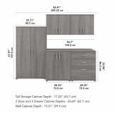 Bush Business Furniture Universal 5 Piece Modular Garage Storage Set with Floor and Wall Cabinets GAS003PG B-GAS003PG