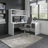 Office by kathy ireland® Echo L Shaped Desk with Hutch in Pure White and Modern Gray ECH031WHMG