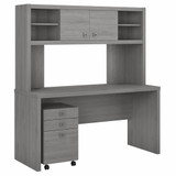 Office by kathy ireland® Echo Credenza Desk with Hutch and Mobile File Cabinet ECH006MG