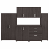 Bush Business Furniture Universal 6 Piece Modular Closet Storage Set with Floor and Wall Cabinets CLS002SG