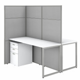 Bush Business Furniture Easy Office 60W 2 Person Cubicle Desk with File Cabinets and 66H Panels EODH46SWH-03K