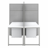 Bush Business Furniture Easy Office 60W 2 Person Cubicle Desk with File Cabinets and 66H Panels EODH46SWH-03K B-EODH46SWH-03K