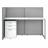 Bush Business Furniture Easy Office 60W 2 Person Cubicle Desk with File Cabinets and 45H Panels EOD460SWH-03K B-EOD460SWH-03K