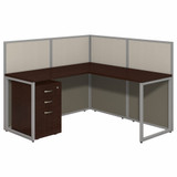 Bush Business Furniture Easy Office 60W L Shaped Cubicle Desk with File Cabinet and 45H Panels EOD360SMR-03K