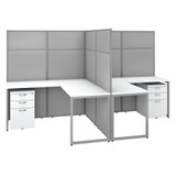 Bush Business Furniture Easy Office 60W 2 Person L Shaped Cubicle Desk with Drawers and 66H Panels EODH56SWH-03K