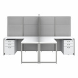 Bush Business Furniture Easy Office 60W 2 Person L Shaped Cubicle Desk with Drawers and 66H Panels EODH56SWH-03K B-EODH56SWH-03K