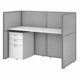 Bush Business Furniture Easy Office 60W Cubicle Desk with File Cabinet and 45H Closed Panels Workstation EOD260SWH-03K