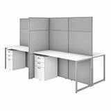 Bush Business Furniture Easy Office 60W 4 Person Cubicle Desk with File Cabinets and 66H Panels EODH66SWH-03K