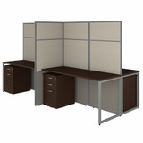 Bush Business Furniture Easy Office 60W 4 Person Cubicle Desk with File Cabinets and 66H Panels EODH66SMR-03K