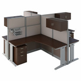 Bush Business Furniture Office in an Hour 4 Person L Shaped Cubicle Workstations OIAH007MR