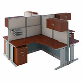 Bush Business Furniture Office in an Hour 4 Person L Shaped Cubicle Workstations OIAH007HC