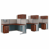 Bush Business Furniture Office in an Hour 3 Person L Shaped Cubicle Workstations OIAH006HC