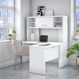Office by kathy ireland® Echo L Shaped Desk with Hutch in Pure White ECH031PW