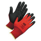 NorthFlex Red NF11 Foam PVC Fingers/Palm Coated Gloves, Large, Red