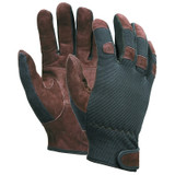 920 Mechanics Economy Glove, Spandex/Leather, Medium, Black/Brown