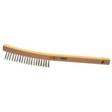 Hand Scratch Brush, 3 x 19 Rows, Stainless Steel Wire, Curved Wood Handle