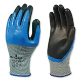 Nitrile, Double Coated Cut Resistant Glove, Size S, 4 ANSI/ISEA Cut Level, Black, Blue