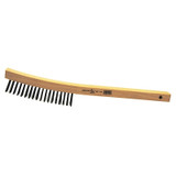 Hand Scratch Brush, 14 in L, 4 x 18 Rows,Steel Bristles, Curved Handle
