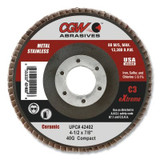 C3 Ceramic Flap Disc, 4-1/2 in dia, 40 Grit, 7/8 in Arbor, 13300 RPM