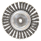 Narrow Face Stringer Bead Wheel Brush, 4 D x 3/16 W, 0.02 Carbon Steel, 3/8 - 24