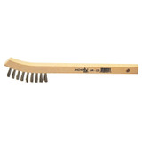 Inspection Brushes, 2 x 9 Rows, Stainless Steel, 8 3/4 in L, Bent Wood Handle