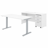 Bush Business Furniture Studio C 60W x 30D Height Adjustable Standing Desk, Credenza and Mobile File Cabinet STC017WHSU