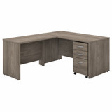 Bush Business Furniture Studio C 60W x 30D L Shaped Desk with Mobile File Cabinet and 42W Return STC008MHSU