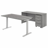Bush Business Furniture Studio C 60W x 30D Height Adjustable Standing Desk, Credenza and Mobile File Cabinet STC017PGSU