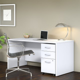 Bush Business Furniture Studio C 60W x 30D Office Desk with Mobile File Cabinet in White STC014WHSU