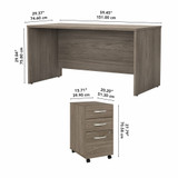 Bush Business Furniture Studio C 60W x 30D Office Desk with Mobile File Cabinet STC014MHSU B-STC014MHSU
