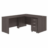 Bush Business Furniture Studio C 60W x 30D L Shaped Desk with Mobile File Cabinet and 42W Return STC008SGSU