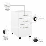 Bush Business Furniture Studio A 72W Computer Desk with 3 Drawer Mobile File Cabinet STA004WHSU B-STA004WHSU