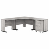 Bush Business Furniture Studio A 83W Large Corner Desk with 3 Drawer Mobile File Cabinet STA003PGSU
