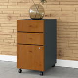 Bush Business Furniture Series A 3 Drawer Mobile File Cabinet in Natural Cherry and Slate WC57453PSU