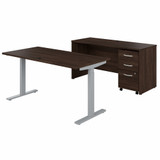 Bush Business Furniture Studio C 60W Height Adjustable Standing Desk with Credenza and File Cabinet STC017BWSU