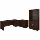 Bush Business Furniture Series C 72W Office Desk with Bookcase and File Cabinets SRC097MRSU