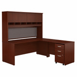 Bush Business Furniture Series C 72W L Shaped Desk with Hutch and Mobile File Cabinet SRC0018MASU