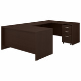 Bush Business Furniture Series C 60W U Shaped Desk with 3 Drawer Mobile File Cabinet SRC148MRSU
