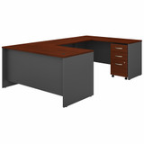 Bush Business Furniture Series C 60W U Shaped Desk with 3 Drawer Mobile File Cabinet SRC148HCSU