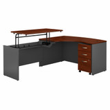 Bush Business Furniture Series C 60W x 43D Left Hand 3 Position Sit to Stand L Shaped Desk with Mobile File Cabinet SRC127HCSU