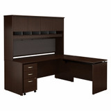 Bush Business Furniture Series C 72W x 30D 3 Position Sit to Stand L Shaped Desk with Hutch and Mobile File Cabinet SRC124MRSU B-SRC124MRSU