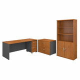 Bush Business Furniture Series C 72W Office Desk with Bookcase and File Cabinets SRC097NCSU