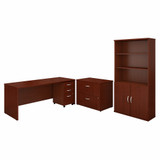 Bush Business Furniture Series C 72W Office Desk with Bookcase and File Cabinets SRC097MASU